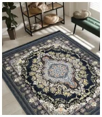 فرشینه پرمیوم کلاسیک مشکی طلائی کد4047 - تصویر 2