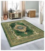 فرشینه پرمیوم نئوکلاسیک سبز طلائی کد8043 - تصویر 2