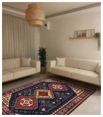 فرشینه پرمیوم فرش باکس عشایری سرمه ای کد5005 - تصویر 2