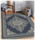 فرشینه نئو کلاسیک فرش باکس طوسی ابی کد4023 - تصویر 2