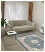 فرشینه کلاسیک اصفهان زمینه ابی قابل شستشوکد4040 - تصویر 2