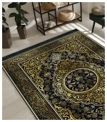 فرشینه کلاسیک نقشه وینتیج مشکی کد4145 - تصویر 2