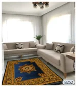 روفرشی کشدار طرح ترک زمینه سرمه ای طلائی کد8252 - تصویر 2